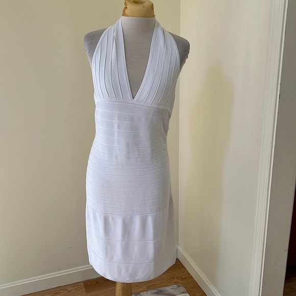 Herve Leger medium white bandage halter dress.